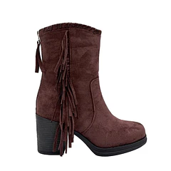 Bota Mujer Western con Flecos Color Café