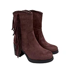 Bota Mujer Western con Flecos Color Café 2