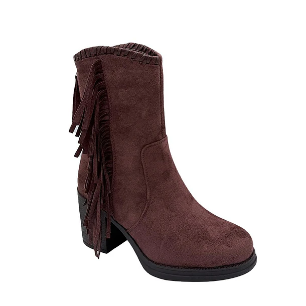 Bota Mujer Western con Flecos Color Café 3