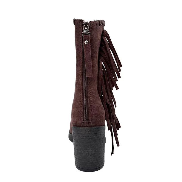 Bota Mujer Western con Flecos Color Café 5