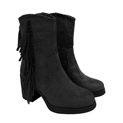 Bota Mujer Western con Flecos Color Negro