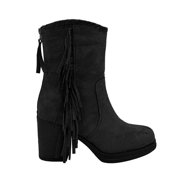 Bota Mujer Western con Flecos Color Negro 3