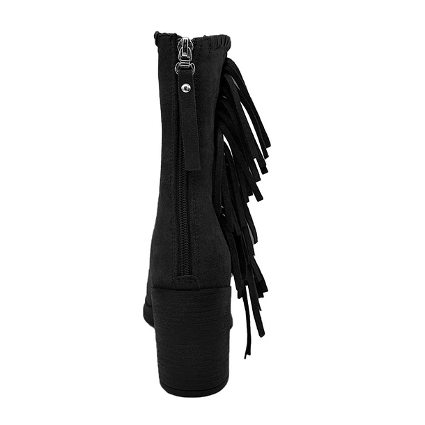Bota Mujer Western con Flecos Color Negro 5