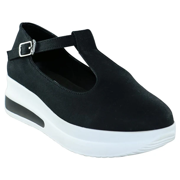 Zapato Mujer Plataforma con Correa Color Negro 1
