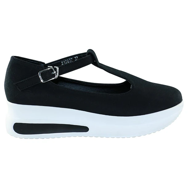 Zapato Mujer Plataforma con Correa Color Negro 4