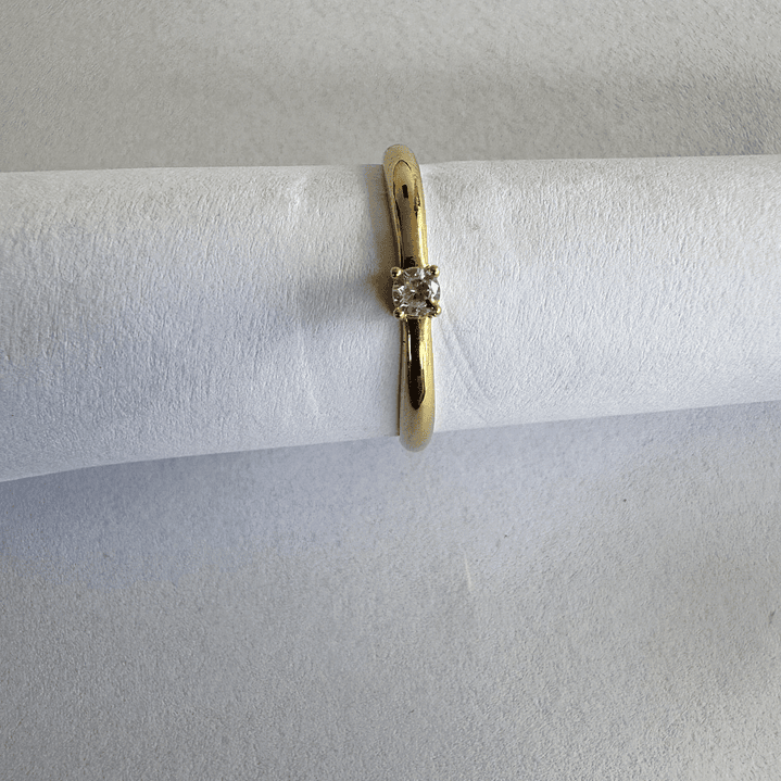 Anel Solitário De Ouro Amarelo Com Diamante 05 Pontos 5