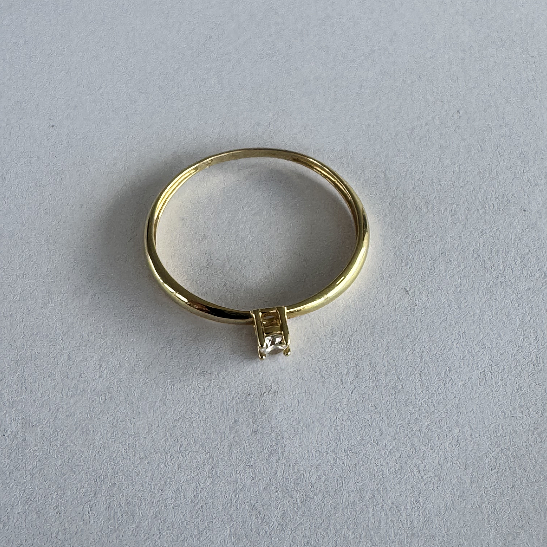 Anel Solitário De Ouro Amarelo Com Diamante 05 Pontos 6