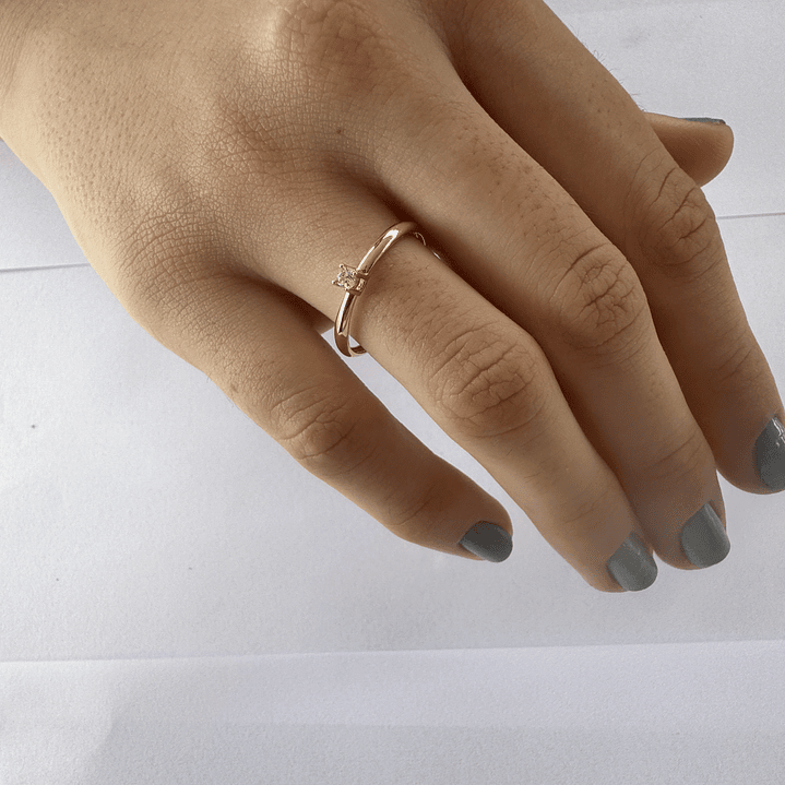 Anel Solitário De Ouro Amarelo Com Diamante 05 Pontos 7