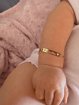Pulseira Chapinha de Ouro Amarelo Gravação Laser Gratis