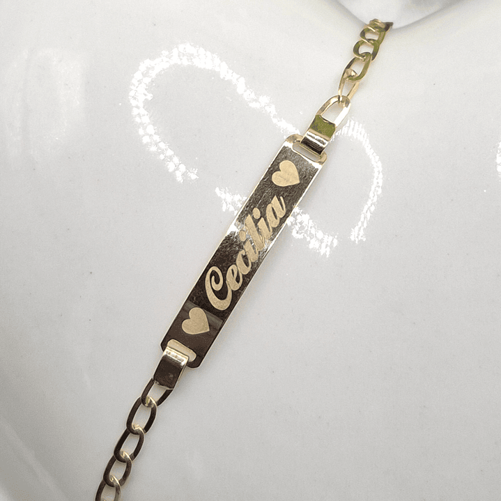 Pulseira Chapinha de Ouro Amarelo Gravação Laser Gratis 8
