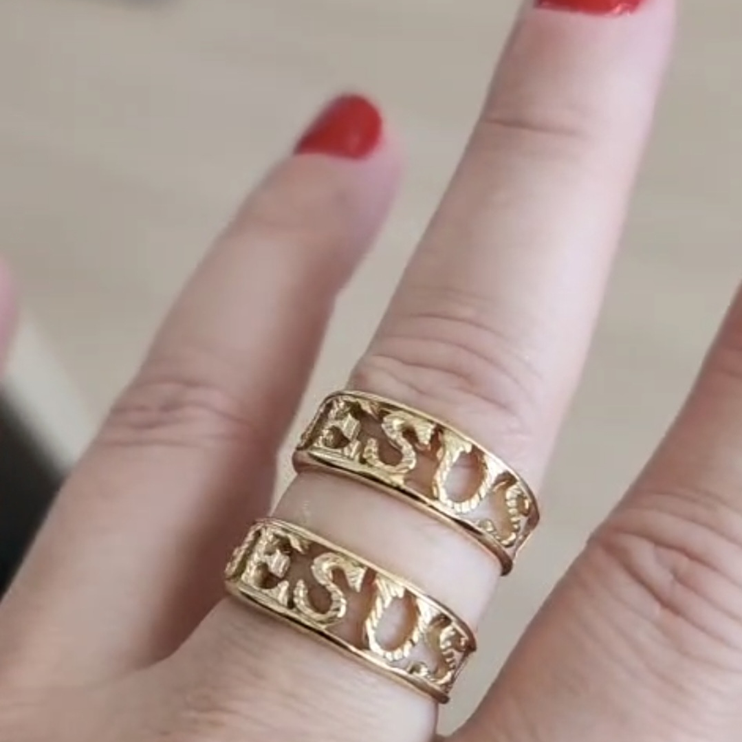 Anel Jesus Trabalhado Ouro Amarelo 18k750 3