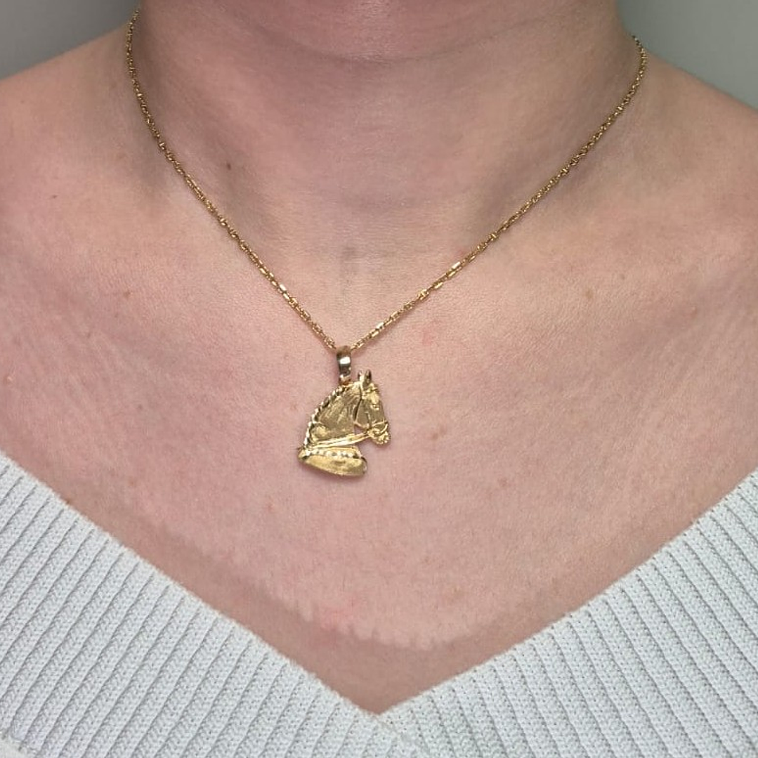 Pingente Face de Cavalo de Ouro Amarelo 18k750 5
