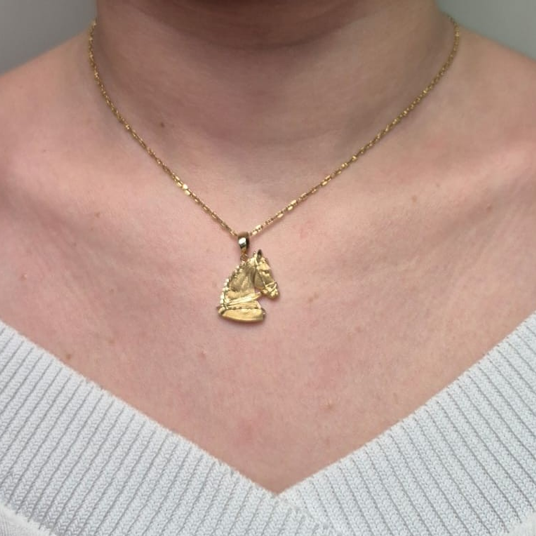 Pingente Face de Cavalo de Ouro Amarelo 18k750 6