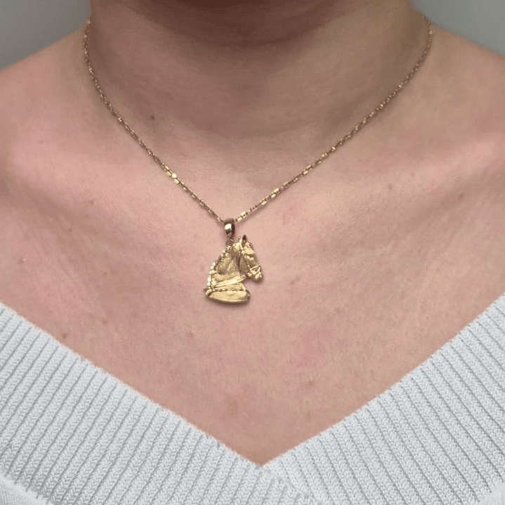 Pingente Face de Cavalo de Ouro Amarelo 18k750 6