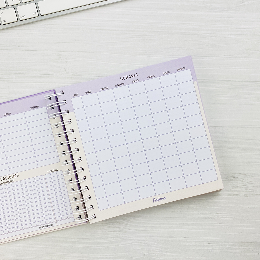 Planner Universitario tamaño cuadrado / interior Lila 3