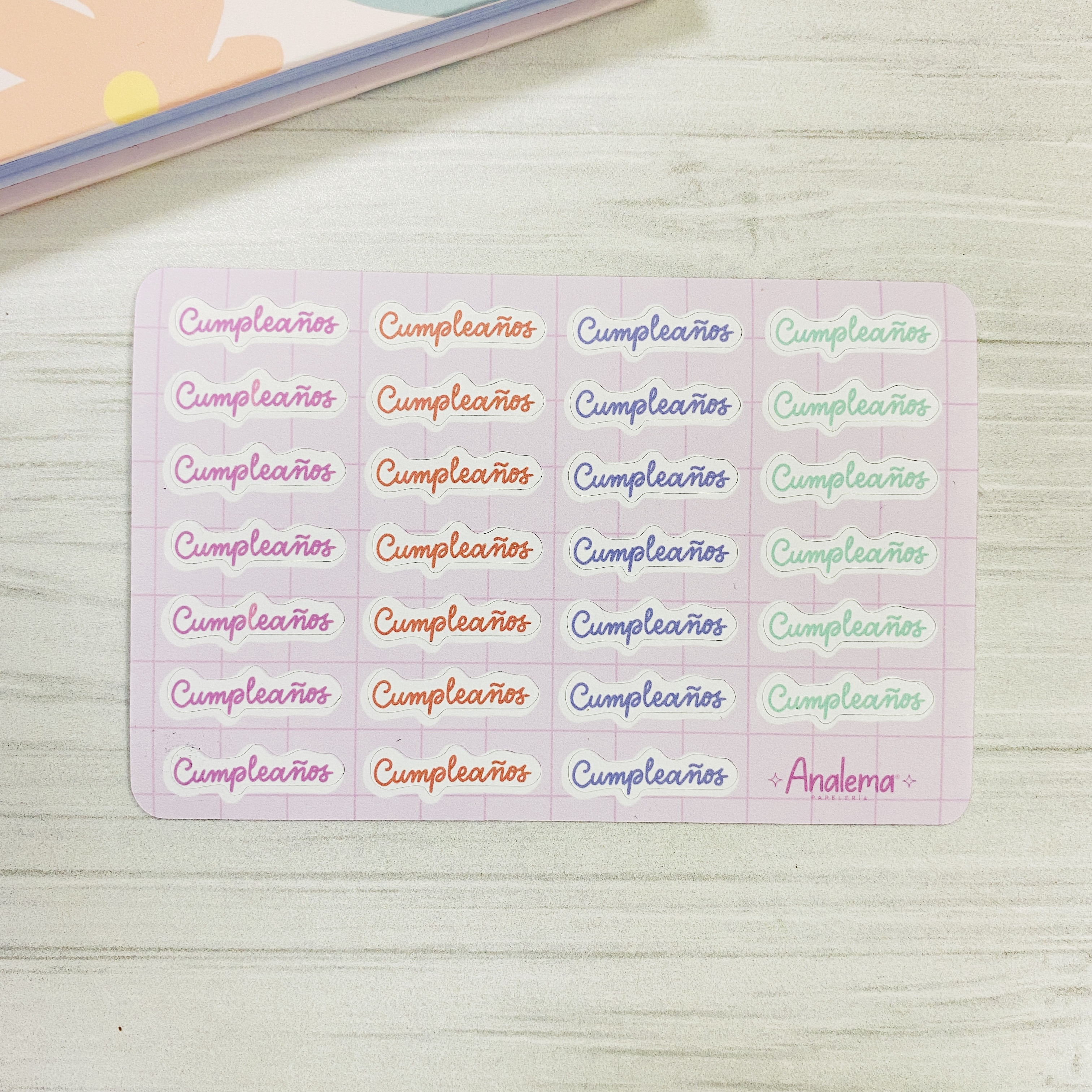 Lámina de stickers cumpleaños