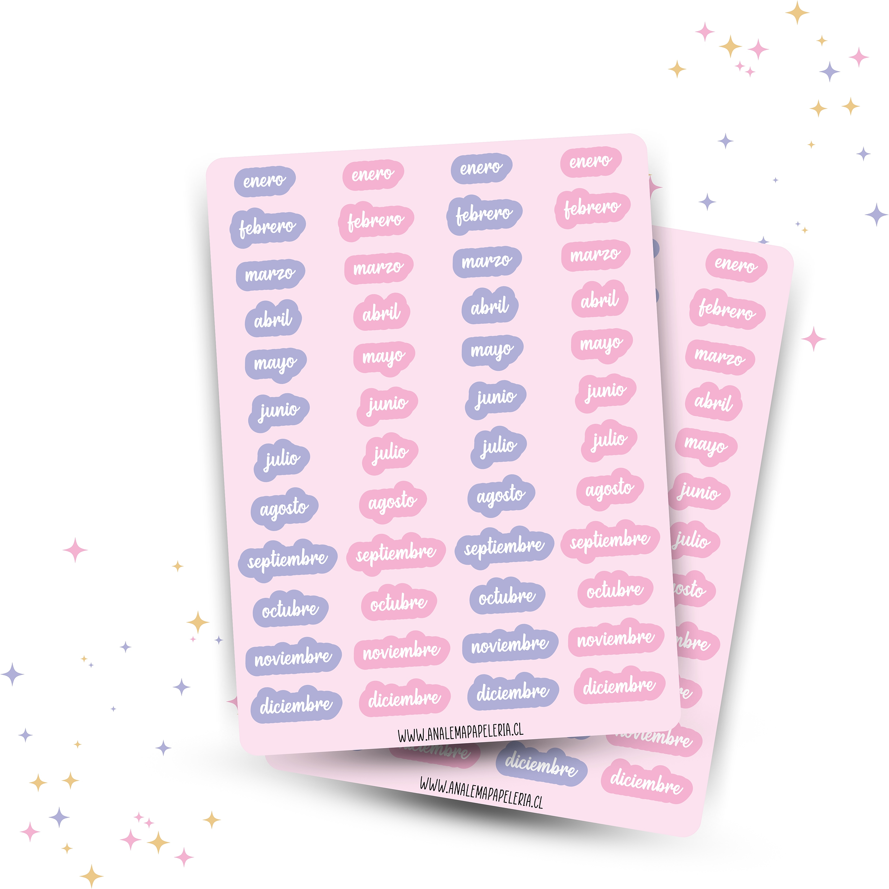 Stickers de meses lila/rosa 2