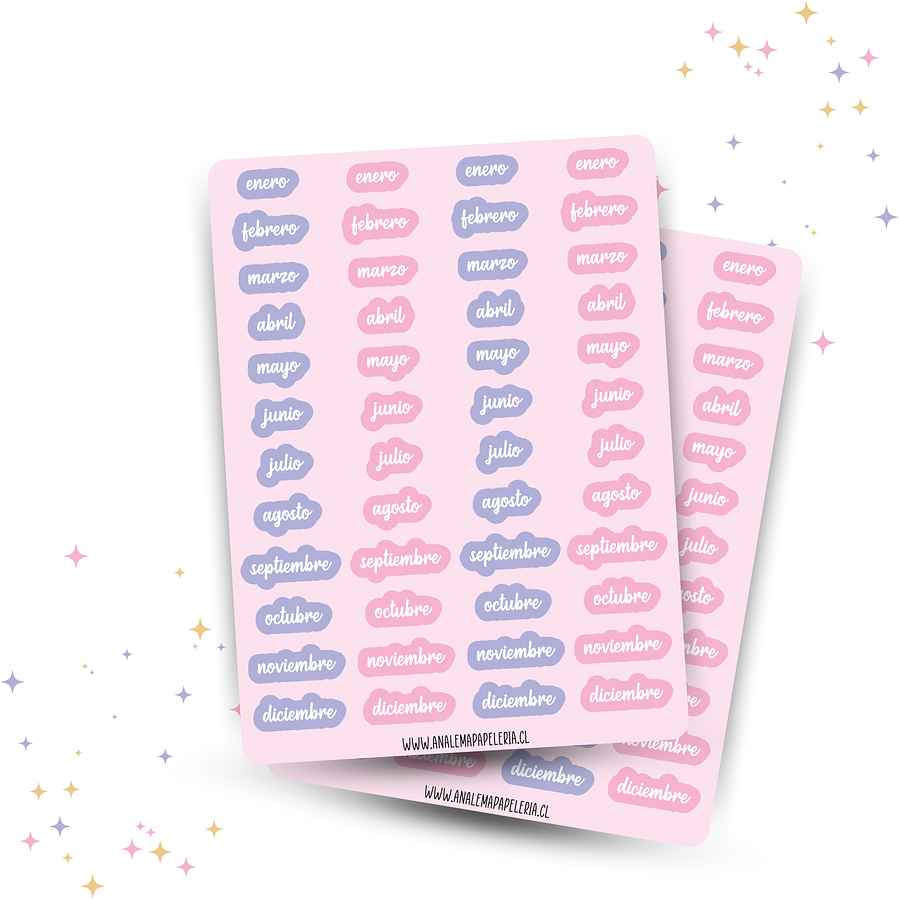 Stickers de meses lila/rosa 2