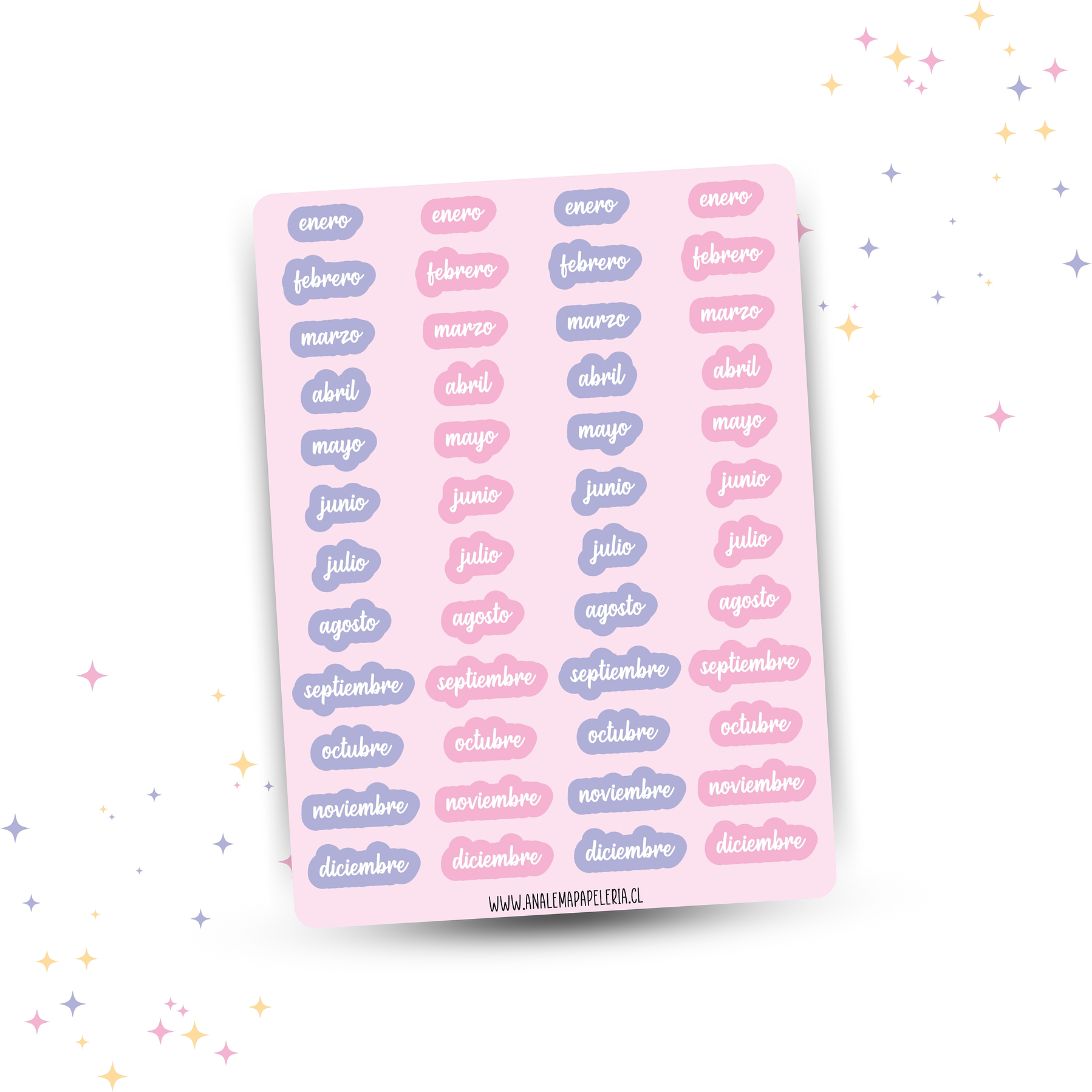 Stickers de meses lila/rosa 1