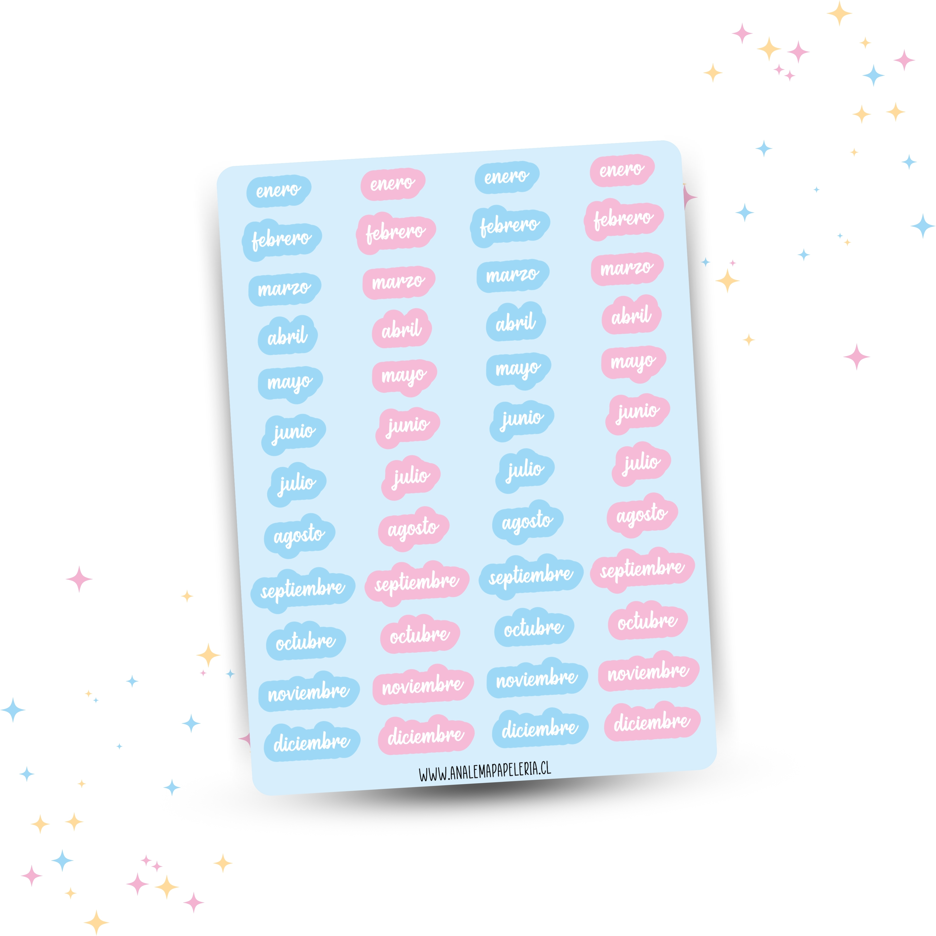 Stickers de meses celeste/rosado