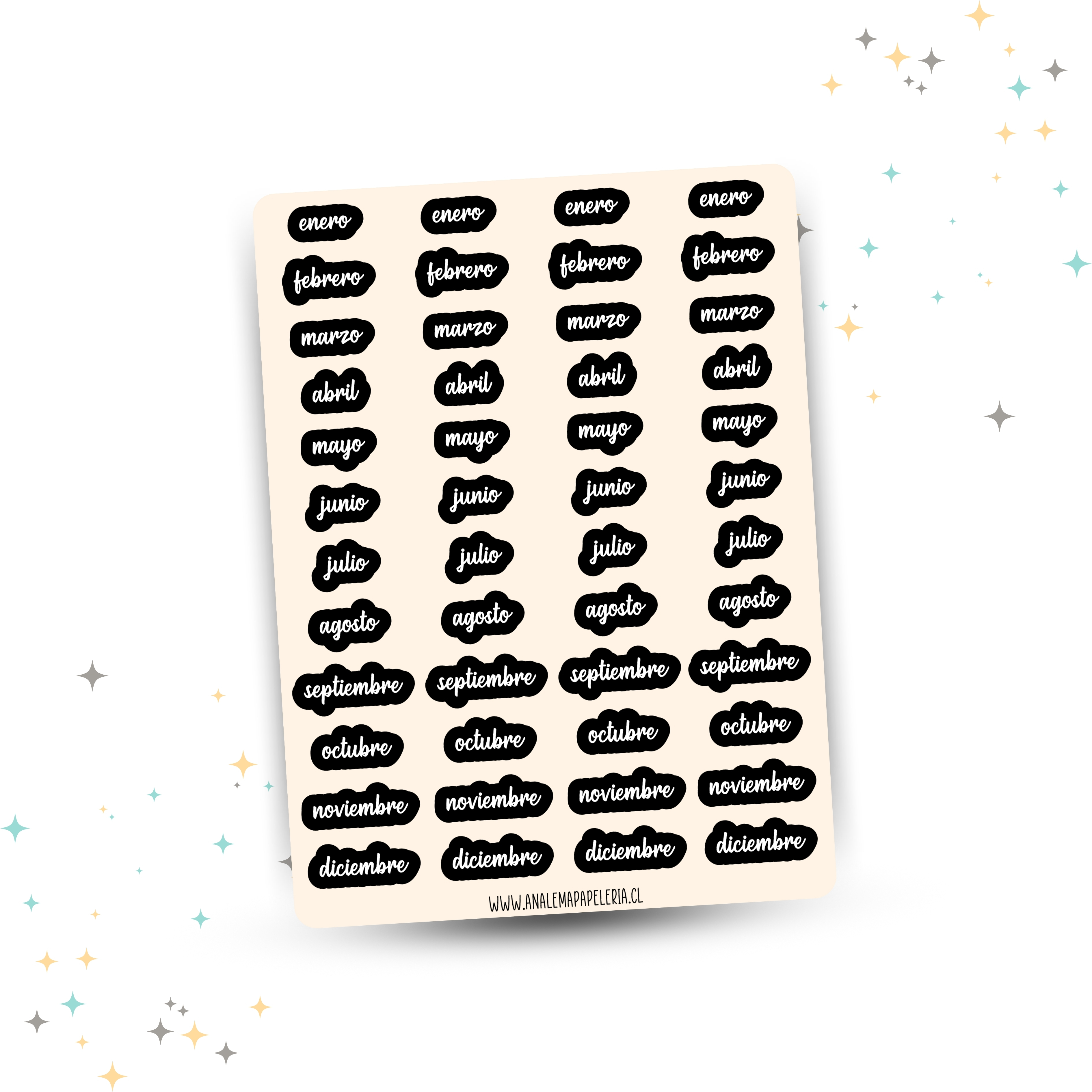 Stickers de meses negro