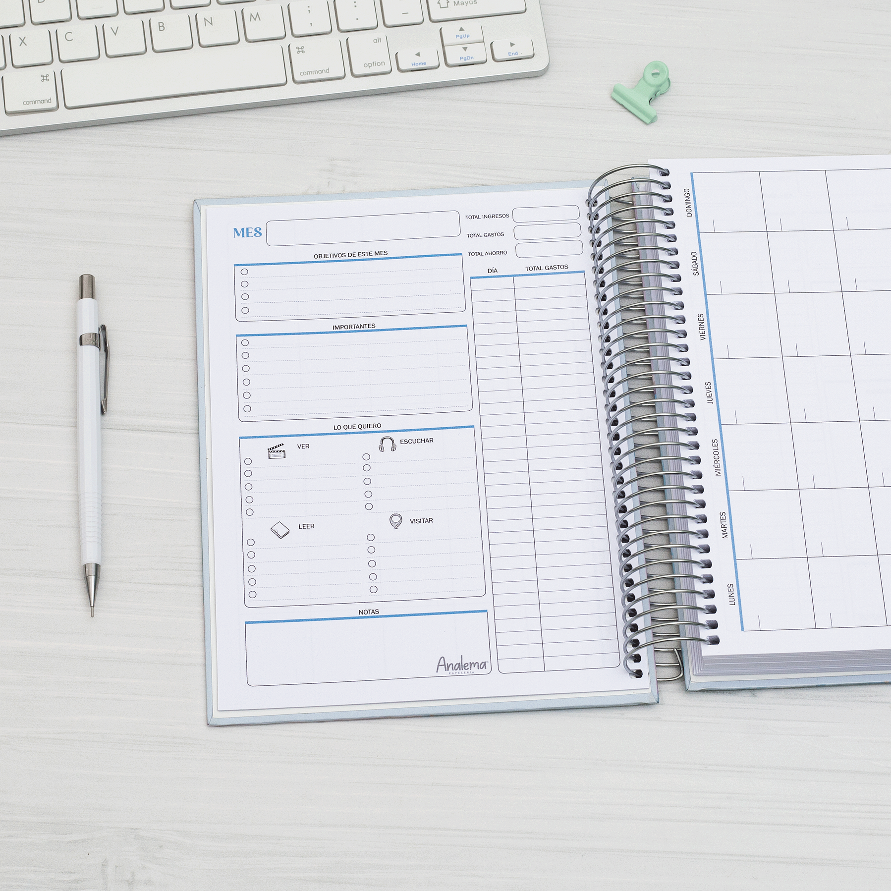 Agenda DIARIA sin fecha (interior color celeste) 5