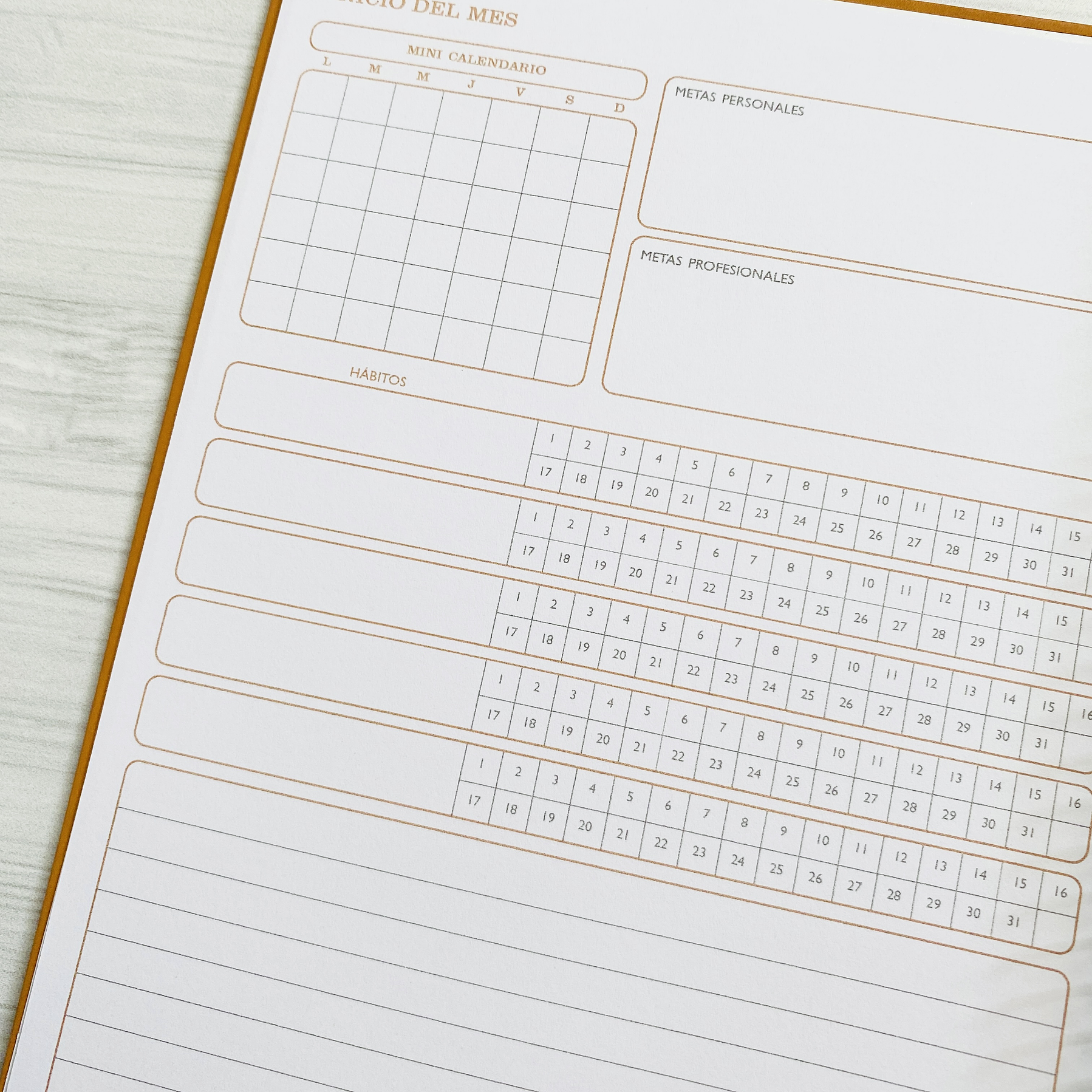 Planner 2 días por página / Cocoa / Portada Personalizada 6