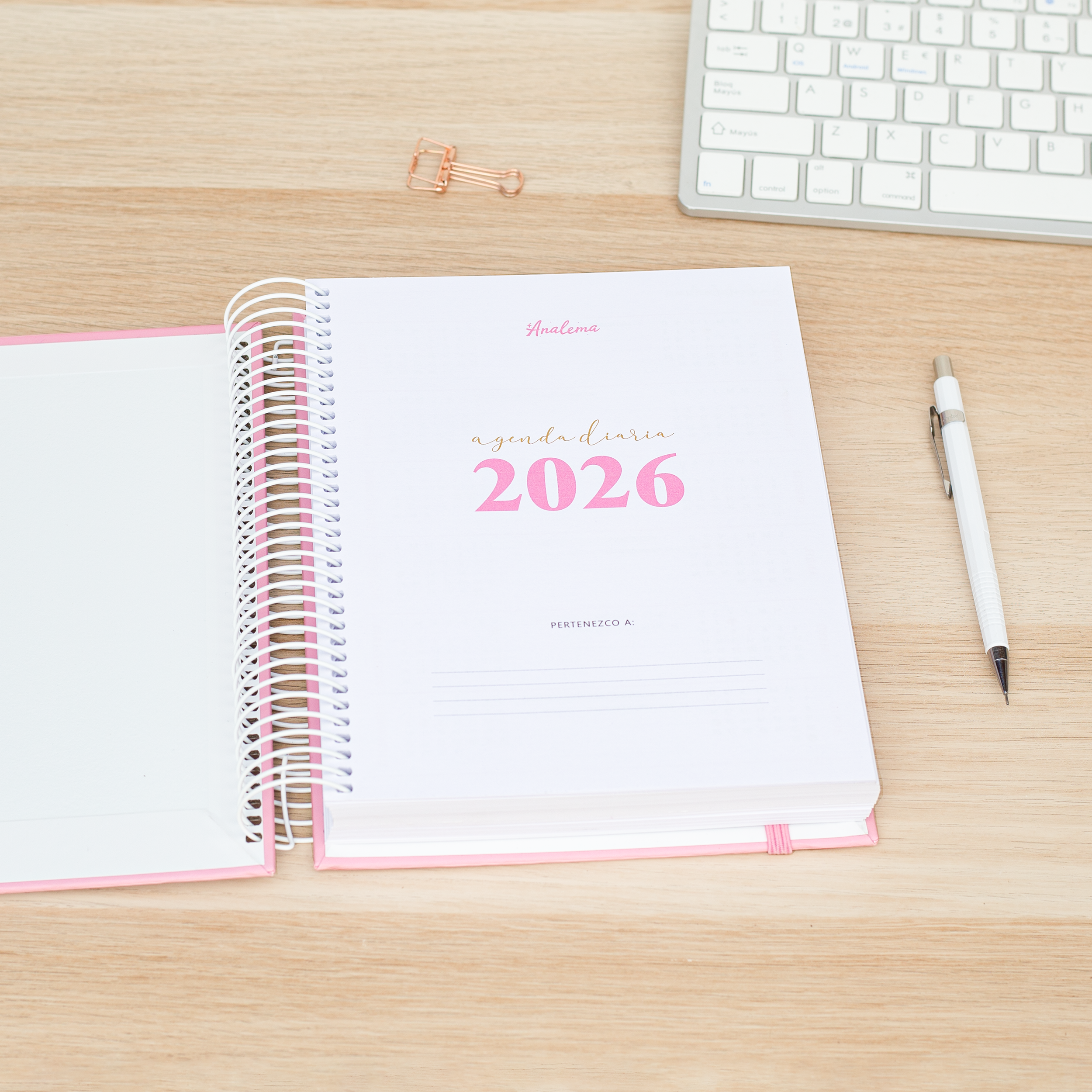 Agenda Diaria Fechada 2026 / Rosado / Julio a Diciembre 2026