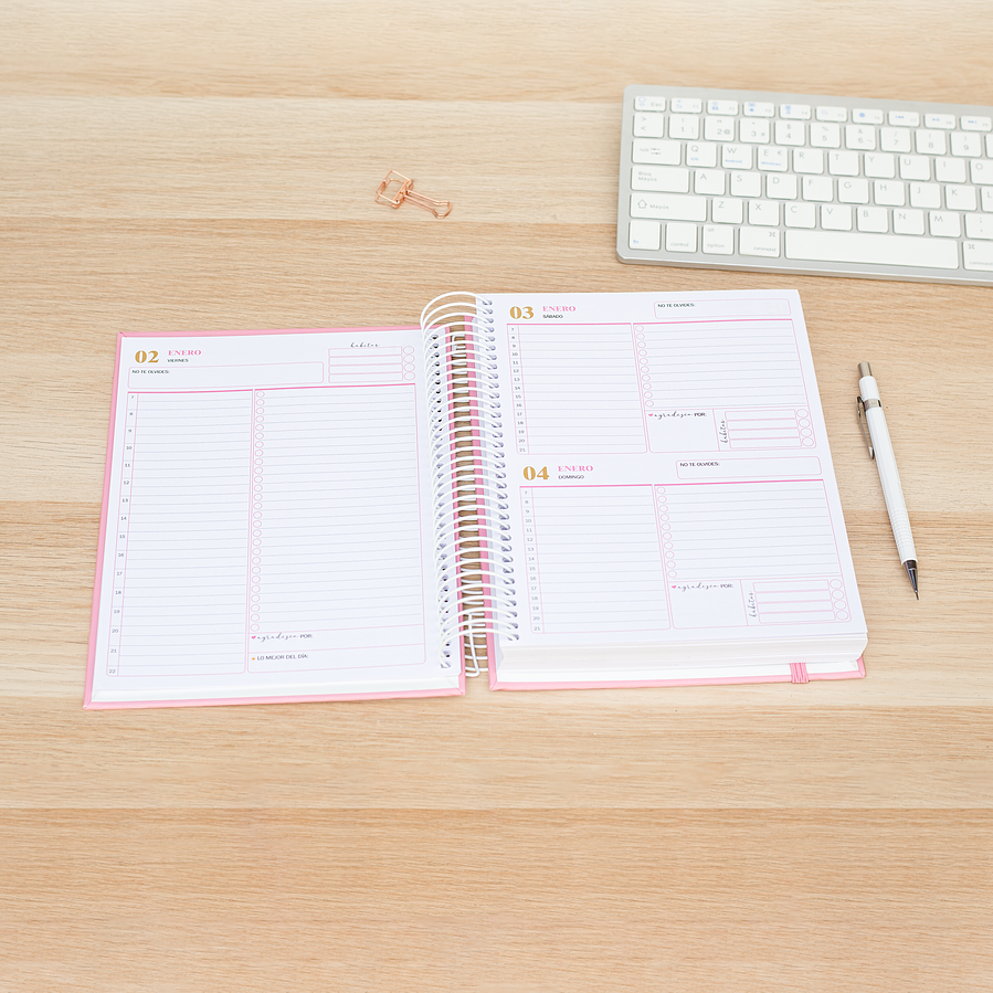 Agenda Diaria Fechada 2026 (Color Rosado) 8
