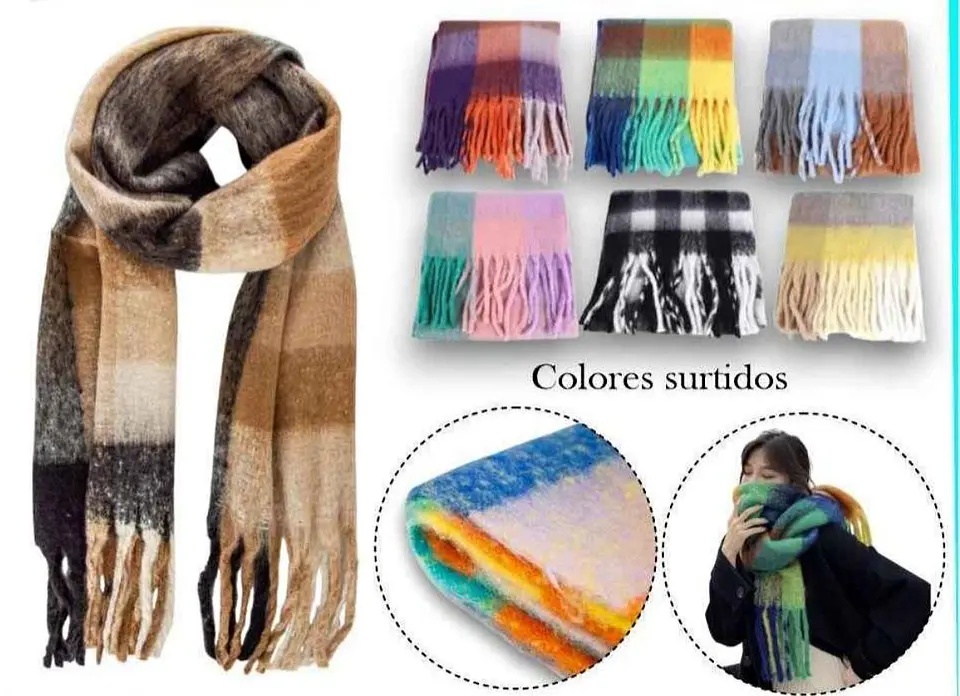LOTE MAXI BUFANDAS COLORES X 10 UNIDADES  3