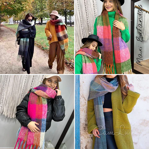 LOTE MAXI BUFANDAS COLORES X 10 UNIDADES 