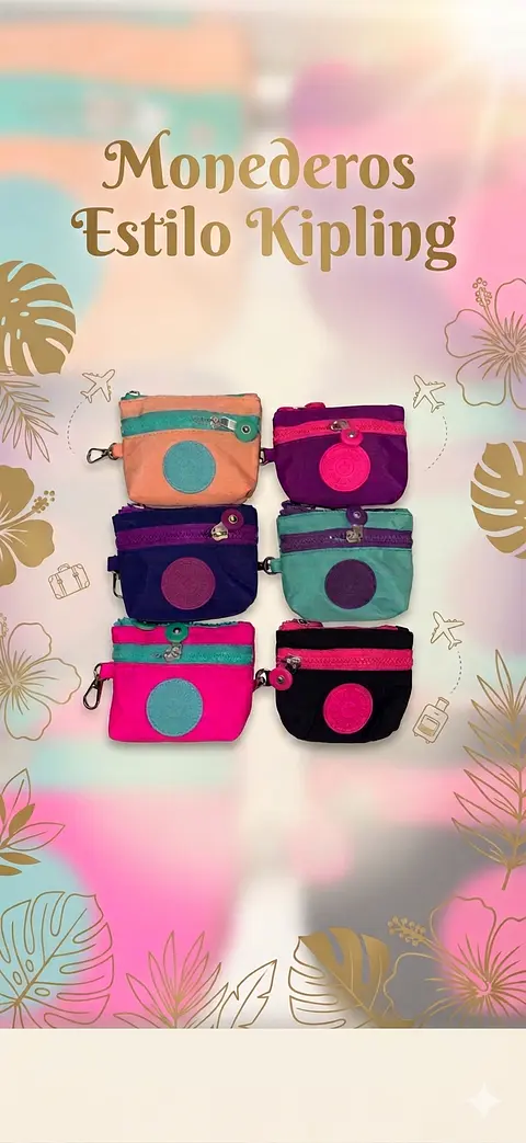 Monederos estilo Kipling lote 6 Unidades 