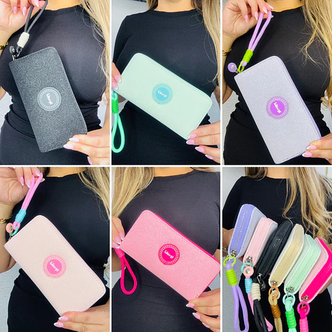 BILLETERA/MONEDERO ESTILO KIPLING LOTE 6 UNIDADES COLORES SURTIDOS