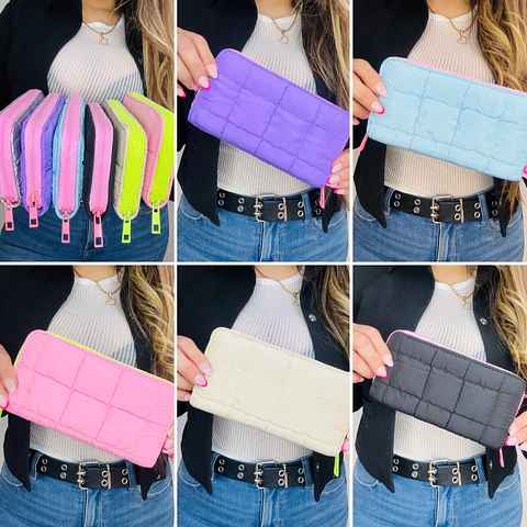 BILLETERAS LARGAS ESTILO ACOLCHADO 6 UNIDADES 