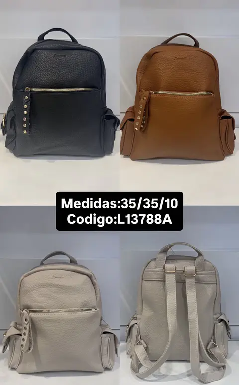 MOCHILAS ESTILO ECOCUERO LOTE 6 UNIDADES COLORES SURTIDOS