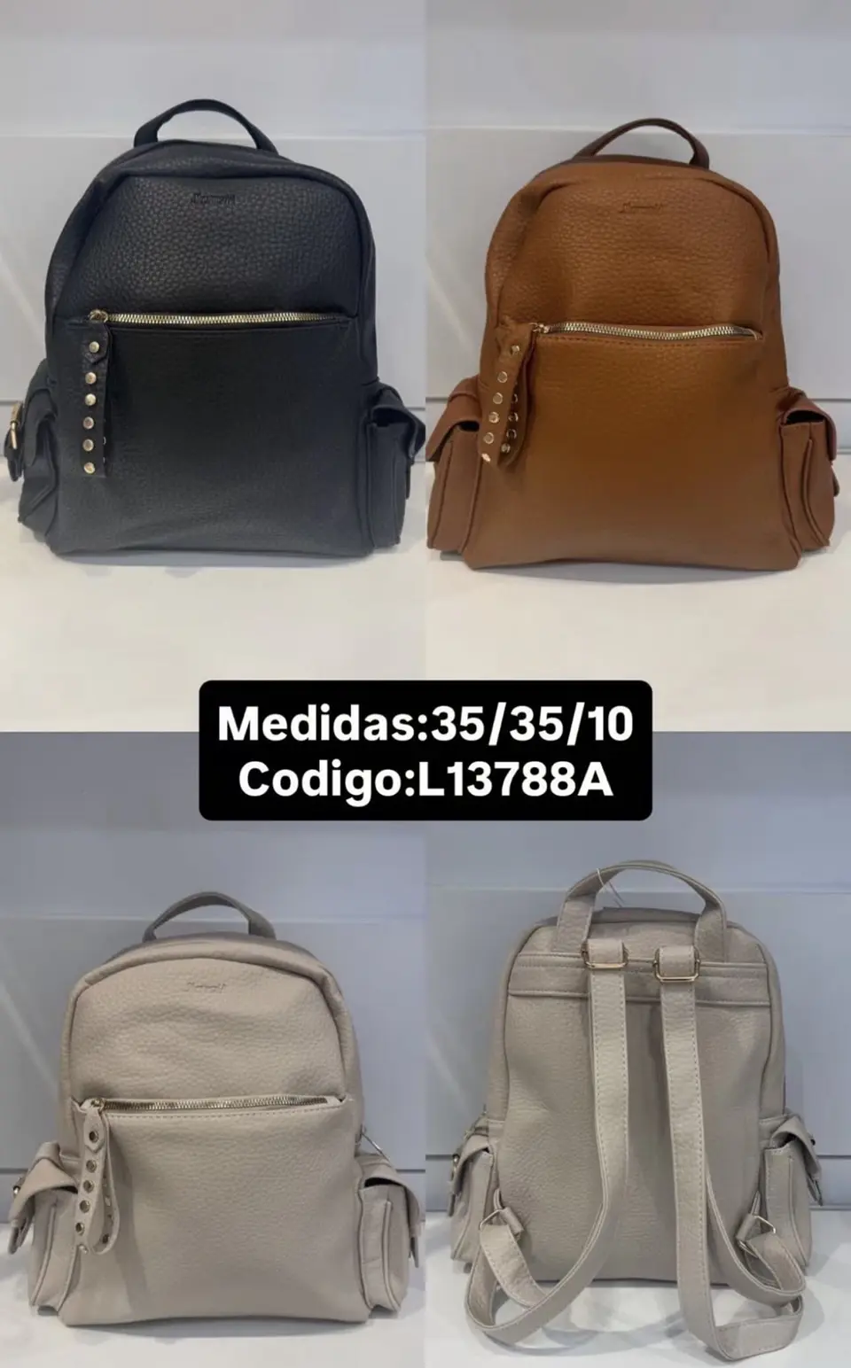 MOCHILAS ESTILO ECOCUERO LOTE 6 UNIDADES COLORES SURTIDOS 1