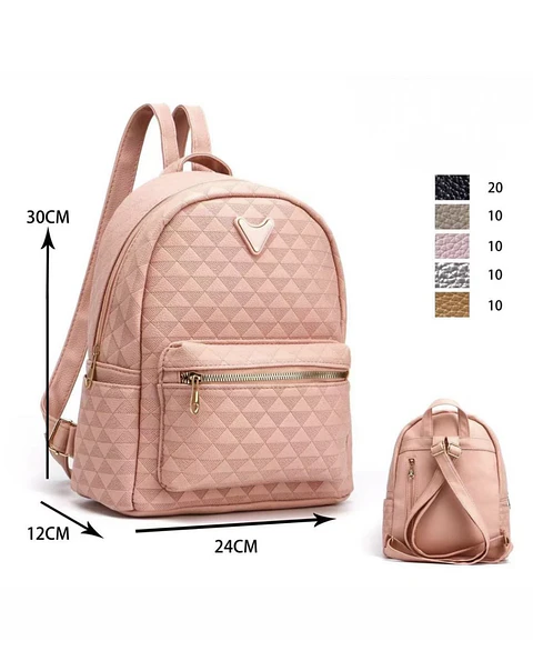 MOCHILAS ESTILO ECOCUERO LOTE 6 UNIDADES COLORES SURTIDOS