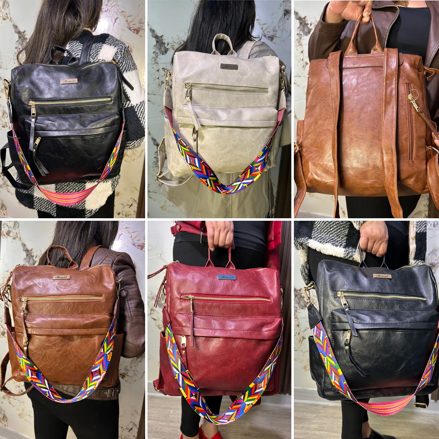 MOCHILA CARTERA 2/1 LOTE 6 UNIDADES COLOREA SURTIDOS  1