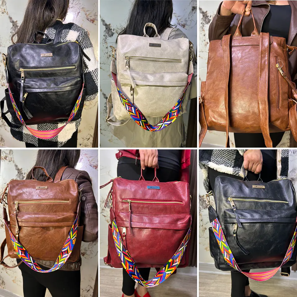 MOCHILA CARTERA 2/1 LOTE 6 UNIDADES COLOREA SURTIDOS  1