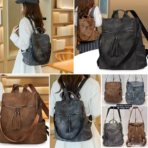MOCHILAS CARTERAS 2/1 ANTIRROBO LOTE 6 UNIDADES COLORES SURTIDOS 