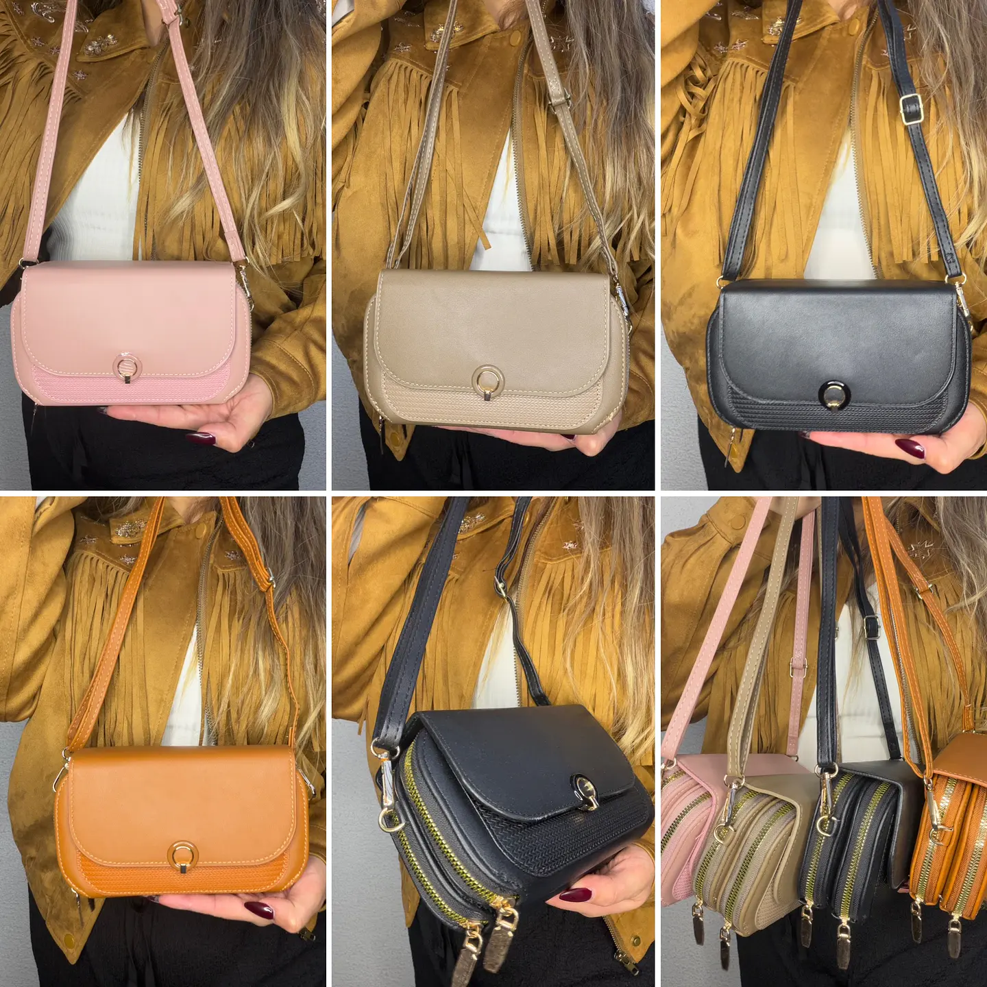 OFERTA BANDOLERA ESTILO ECOCUERO DOBLE CIERRE 6 UNIDADES  1