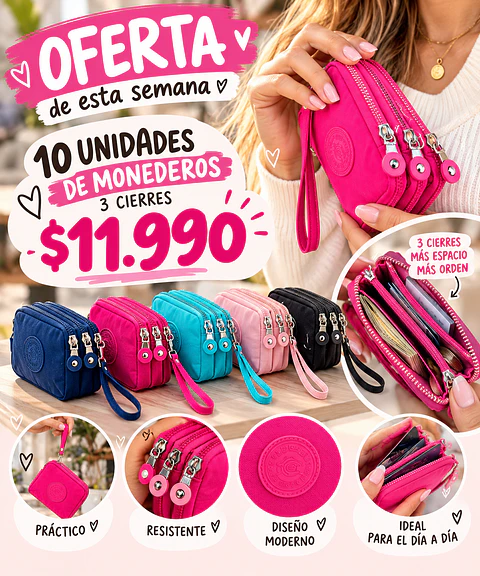 OFERTA MONEDEROS ESTILO KIPLING 10 UNIDADES COLORESSURTIDOS