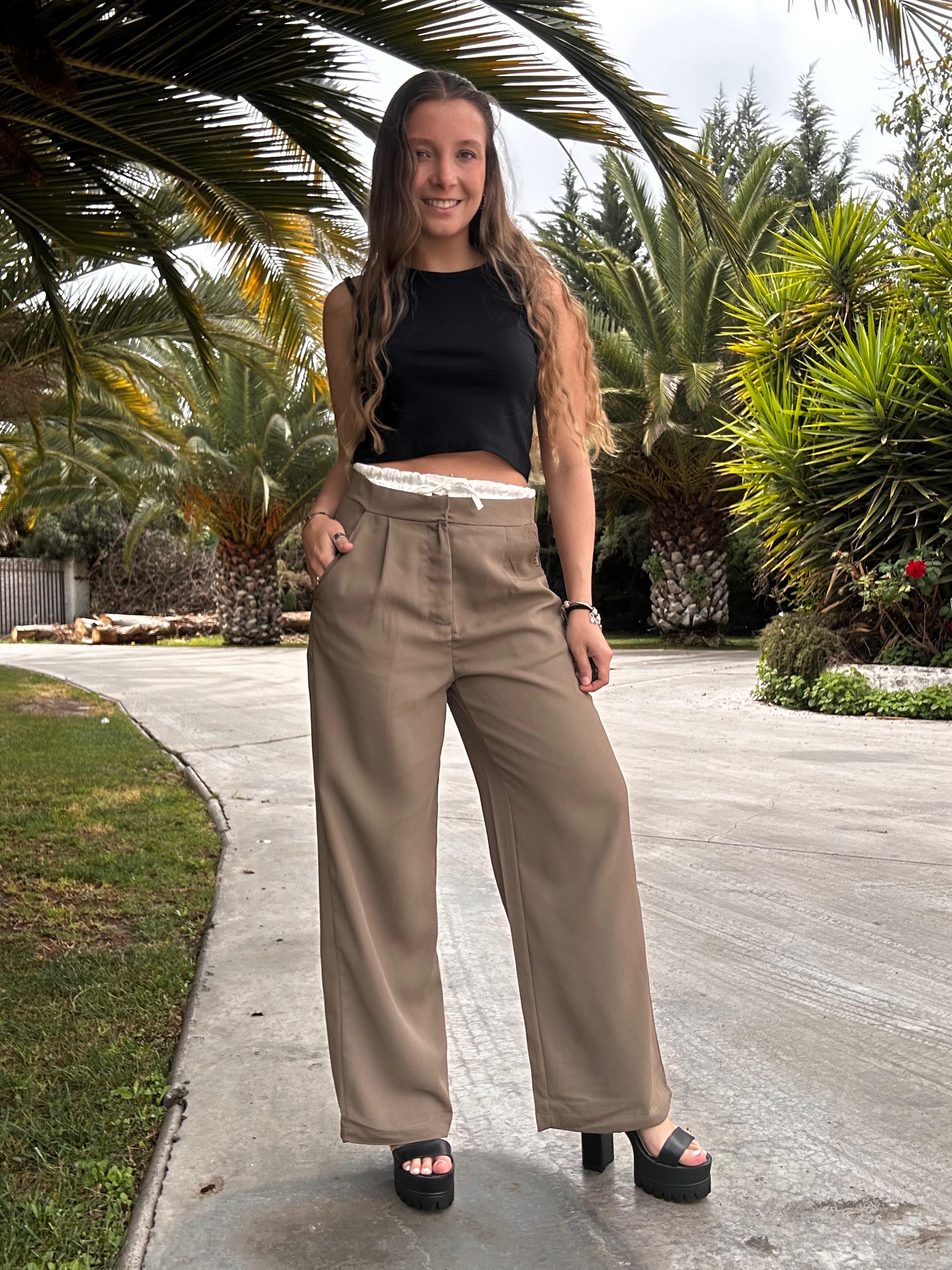 Pantalón Sastrero Doble Pretina Tiro Medio Relax Mujer Rolly Go