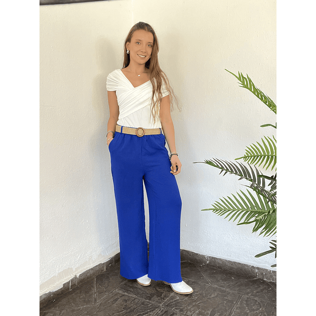 Pantalón crepé cinturón 