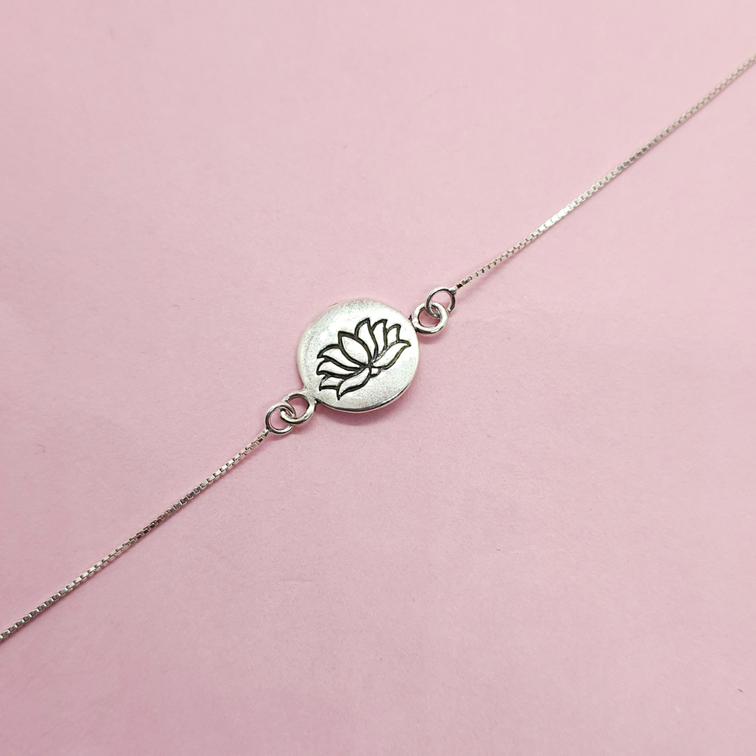 Pulsera placa flor de loto 1