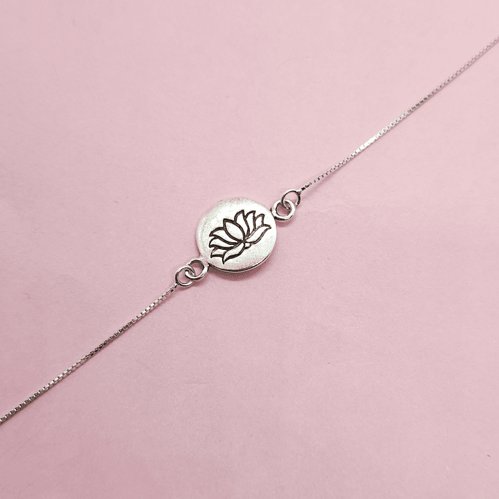 Pulsera placa flor de loto 1