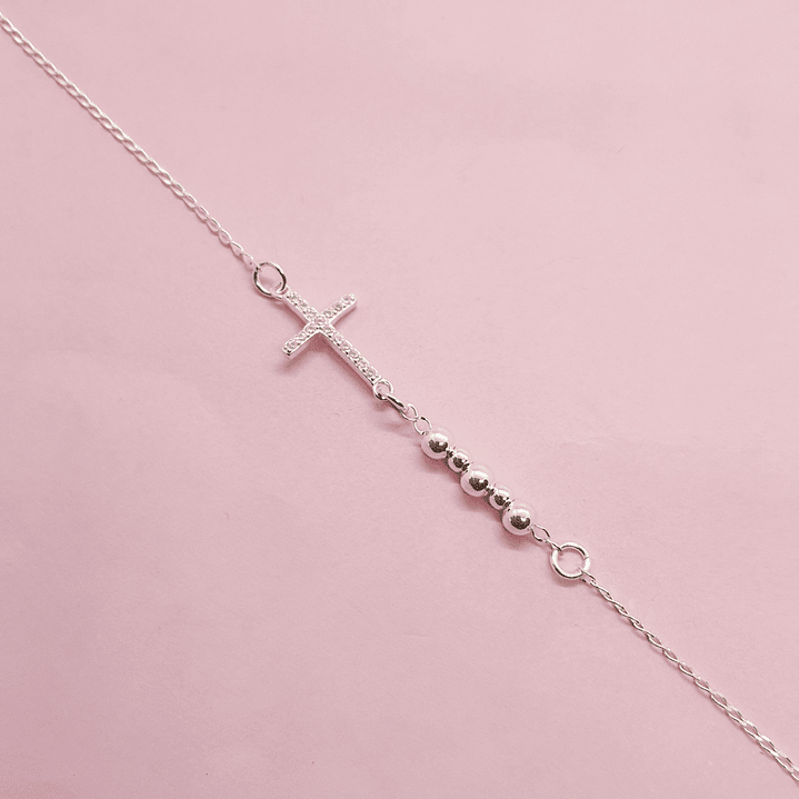 Pulsera cruz bolitas 1