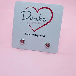 Aros Corazón circón rosa
