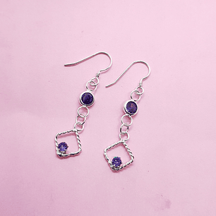 Aros Rombos circón lila