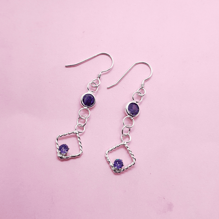 Aros Rombos circón lila 1